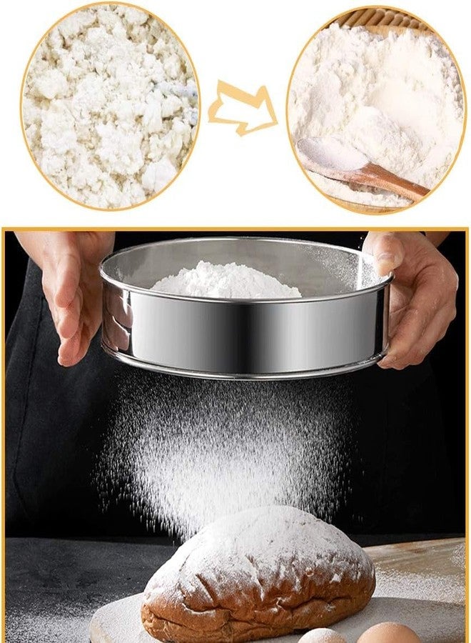 FLIXBLOOM منخل دقيق/مصفاة/منخل دقيق تقليدي من الفولاذ المقاوم للصدأ من فليكس بلوم، توابل، مصافي طعام، طقم عجين | منخل دائري شبكي للخبز، أدوات مطبخ (1، صغير) - Image 3